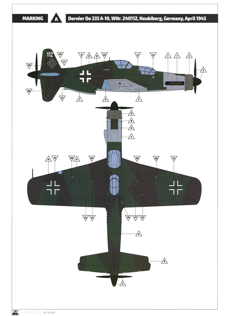 1/32 WWII LUFTWAFFE DORNIER DO335-A 2 Seats Trainer HONG KONG MODEL 01E009