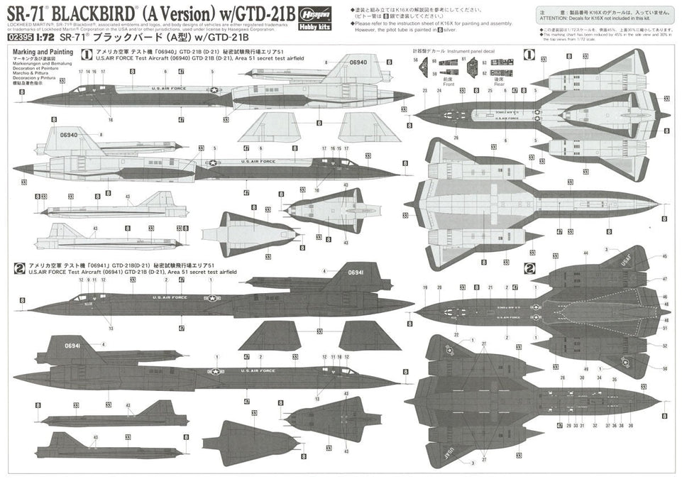 Hasegawa 1/72 SR-71A Blackbird with GTB-21B Drone