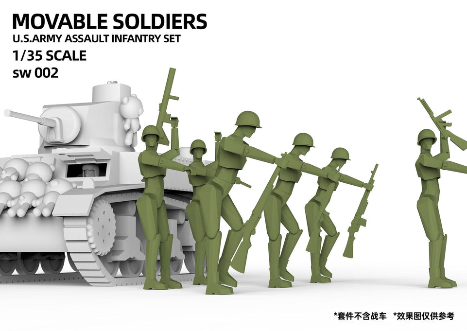 SUYATA SW002 - Moveable Soldiers Series - 1/35 Scale U.S. Army Assault Infantry Set  of 6 Figures