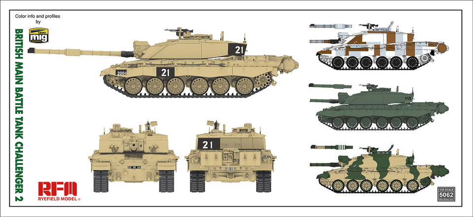 RyeField RM5039 1/35 BRITISH Main Battle Tank CHALLENGER 2  with Movable Tracks