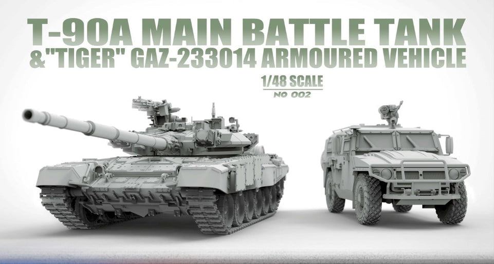 1/48 T-90A MAIN BATTLE TANK & “TIGER” GAZ-233014 ARMOURED VEHICLE by SUYATA