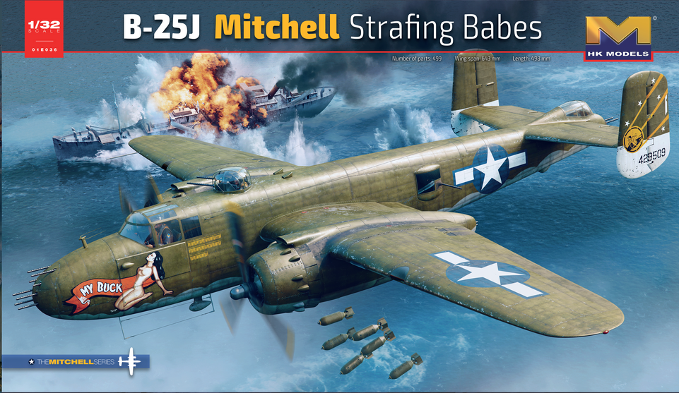 1/32 B-25 J MITCHELL "STRAFING BABE" with NOSE WEIGHT - HONG KONG MODEL