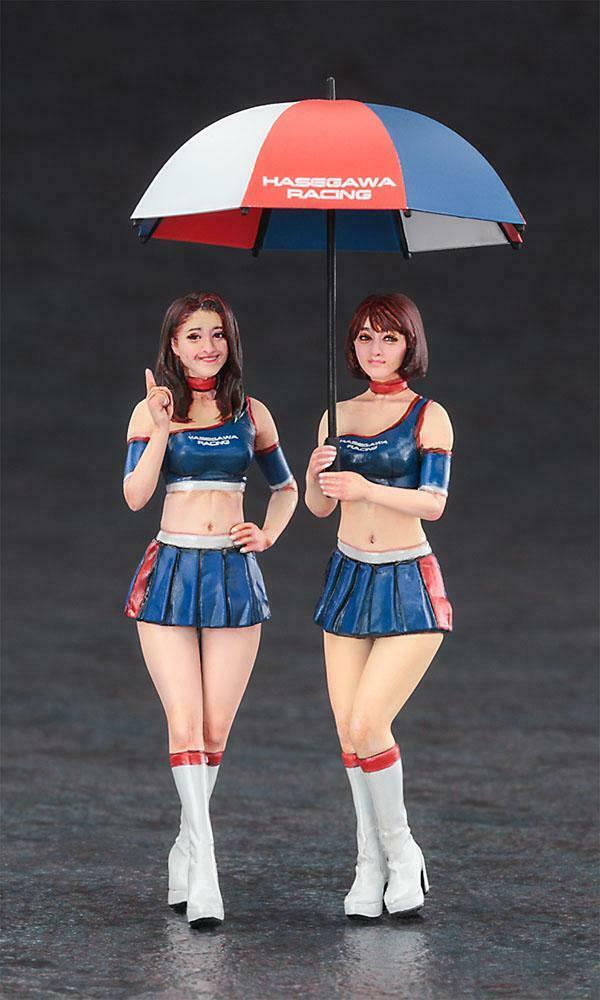 HA29109 (FC09) 1/24 PADDOCK GIRLS ( UMBRELLA GIRLS ) on RACE TRACK  (2 Figures Set)  by Hasegawa