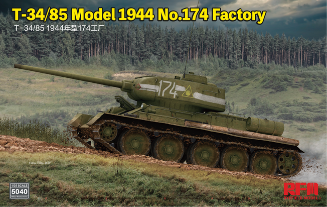 1/35 T34/85 Model 1945 No.174 Factory with Sectional Tracks by RyeField Model