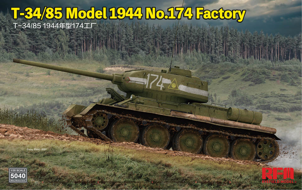 1/35 T34/85 Model 1945 No.174 Factory with Sectional Tracks by RyeField Model