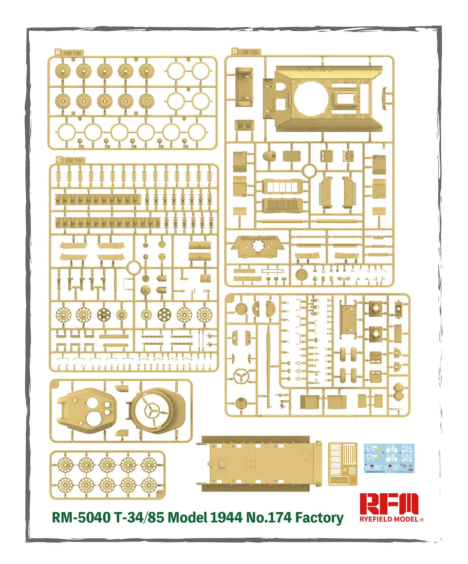 1/35 T34/85 Model 1945 No.174 Factory with Sectional Tracks by RyeField Model