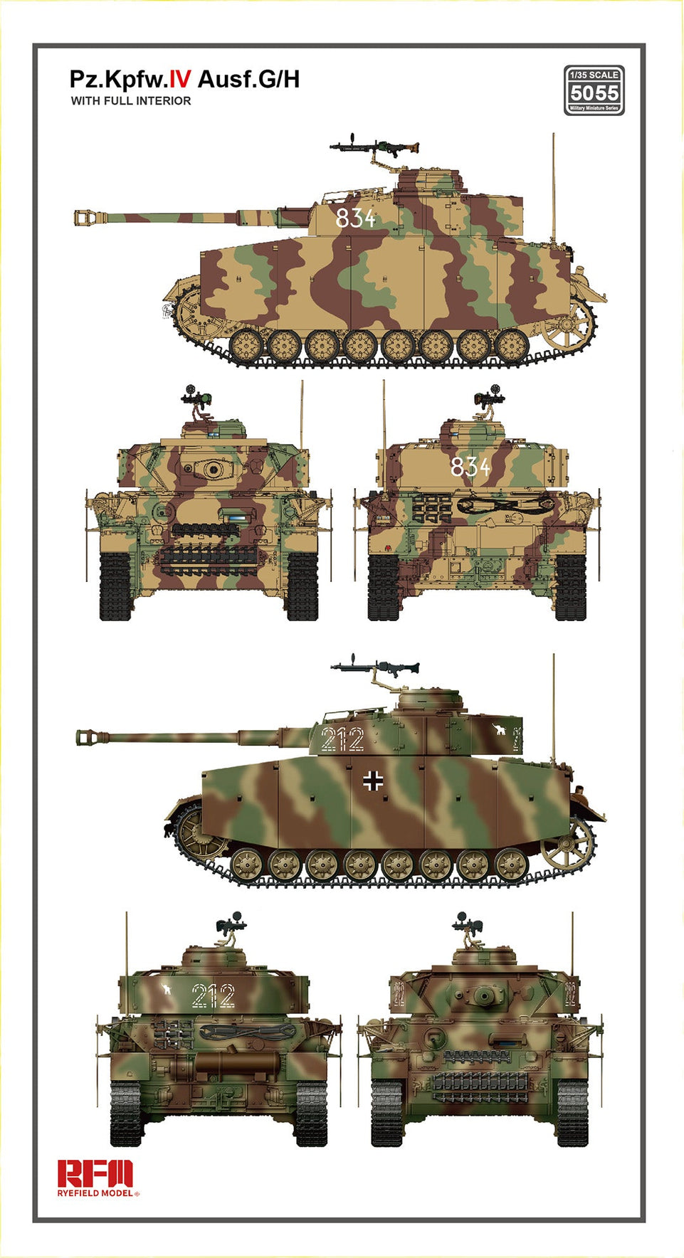 1/35 Pz.kpfw.IV Ausf.G/H 2in1 with full interior and individual track links by RyeField Models