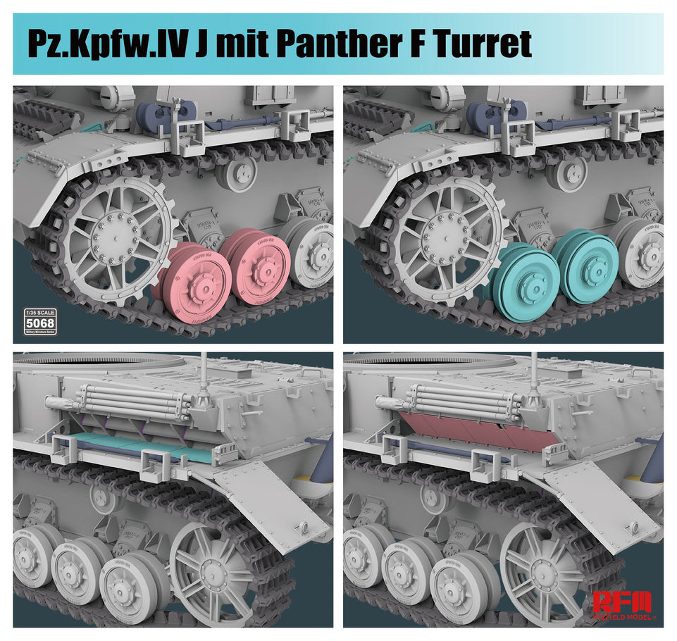 RyeField RM5068 1/35 Pz.IV Ausf.J mit w/ Panther F Turret with Workable Tracks