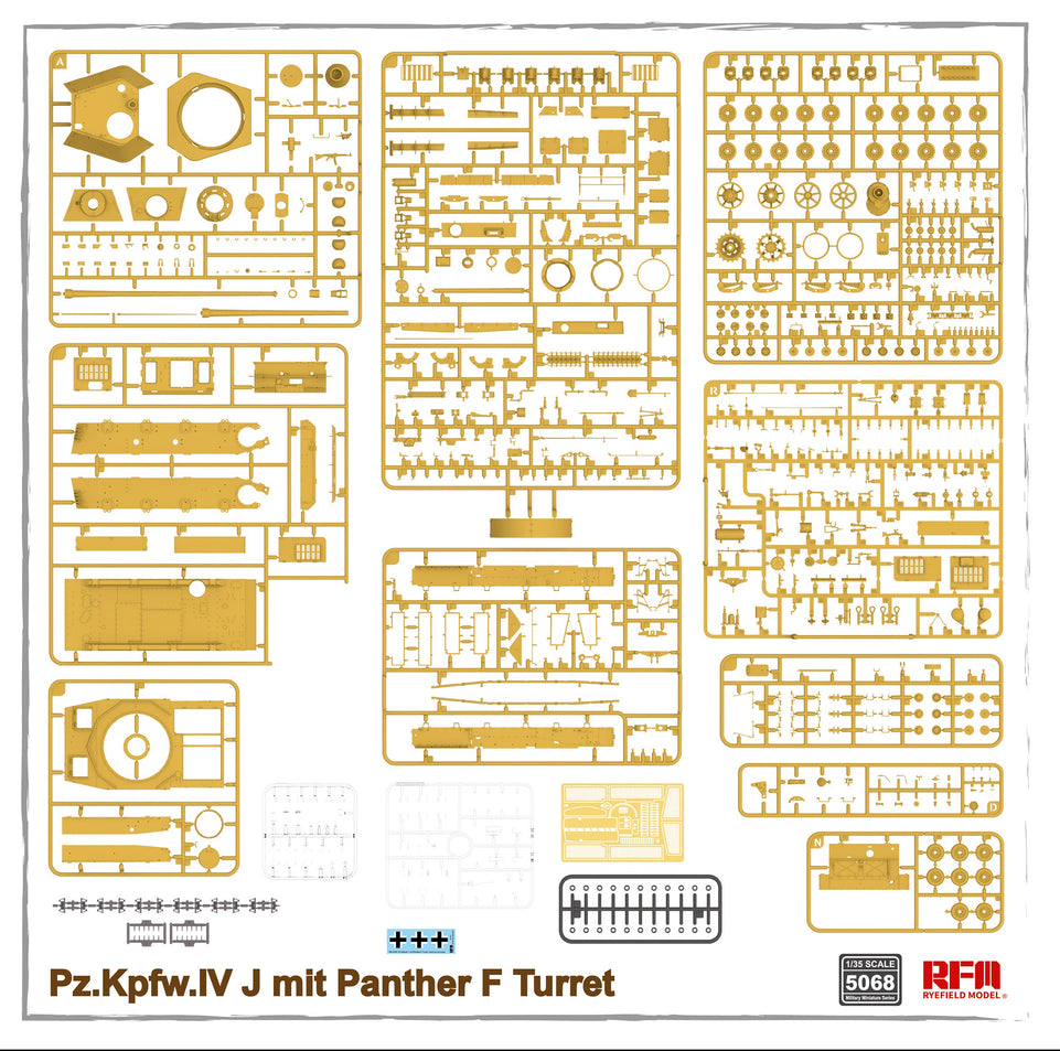 RyeField RM5068 1/35 Pz.IV Ausf.J mit w/ Panther F Turret with Workable Tracks