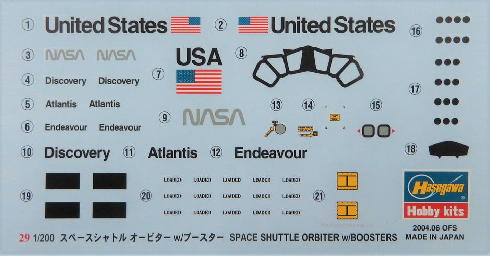 1/200 NASA Space Shuttle Orbiter on Rocket Boosters w/ Launch Pad Base by Hasegawa