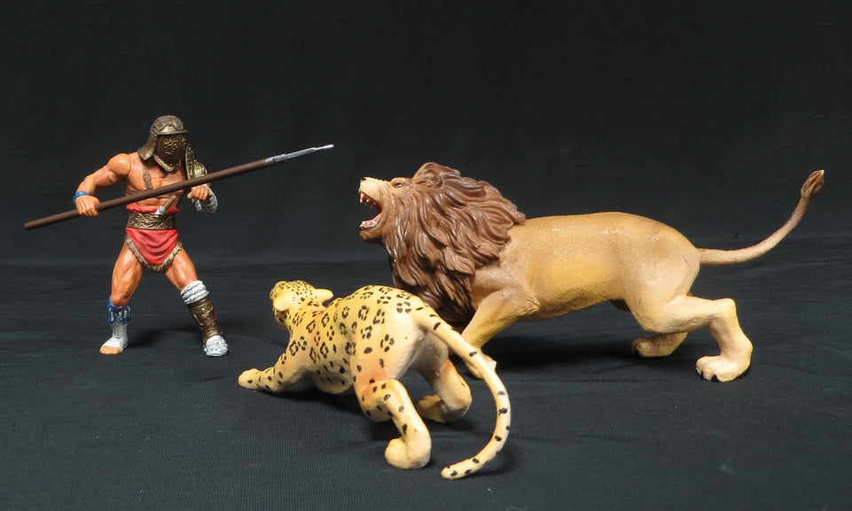 90MM (1/18 Scale) GLADIATOR WITH TWO ANIMALS