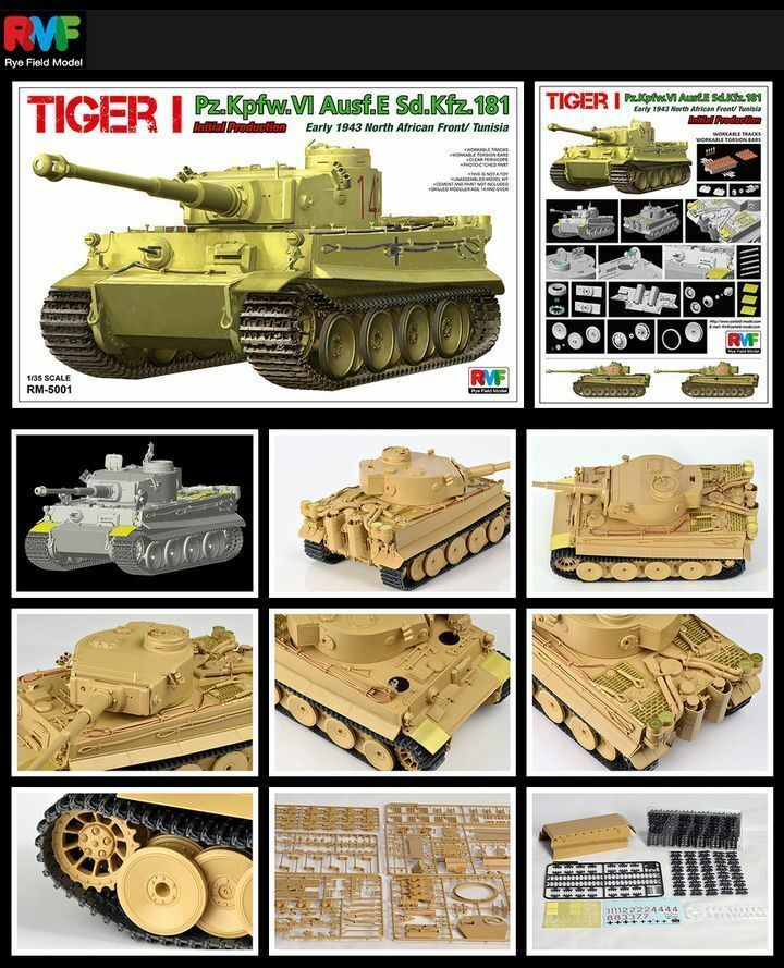 Rye Field RM5001U 1/35 Tiger I Pz.Kpfw.VI Ausf.E Sd.Kfz.181 w/ Moveable Tracks