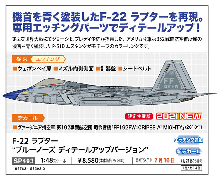 1/48 F-22 RAPTOR "Blue Nose Detail Up Version" USAF