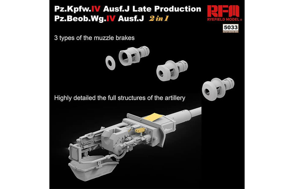 Rye Field Model 1/35 Pz.IV Ausf.J Late / Pz.Beob.Wg.IV 2 in 1 Kit w/ Workable Tracks