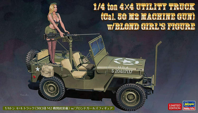 1/24 1/4 TON 4x4 UTILITY TRUCK WITH .50 CAL. MACHINE GUN and BLOND GIRL'S FIGURE