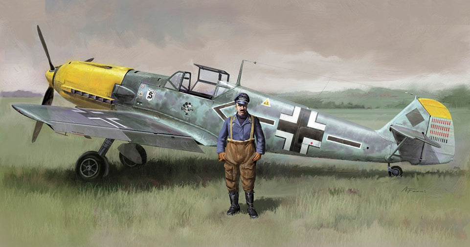 1/48 Bf109E-4/N Kit w/ "Super Ace" "GALLAND" Resin Figure by Hasegawa
