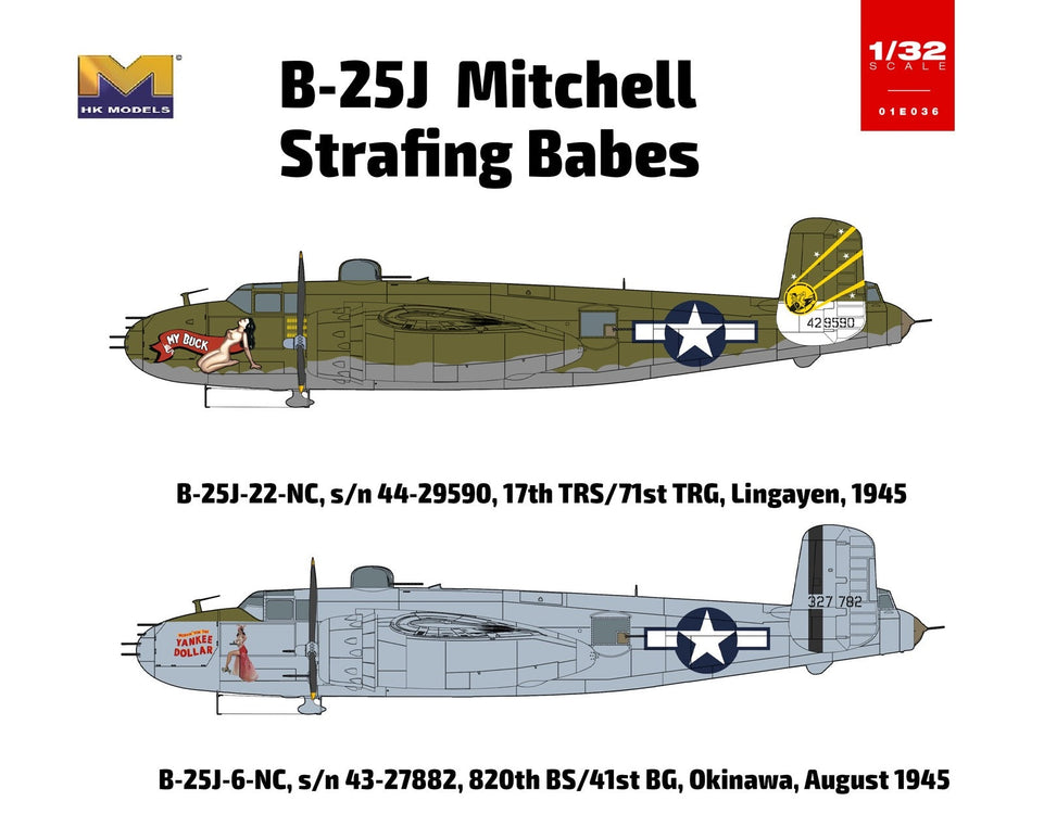 1/32 B-25 J MITCHELL "STRAFING BABE" with NOSE WEIGHT - HONG KONG MODEL