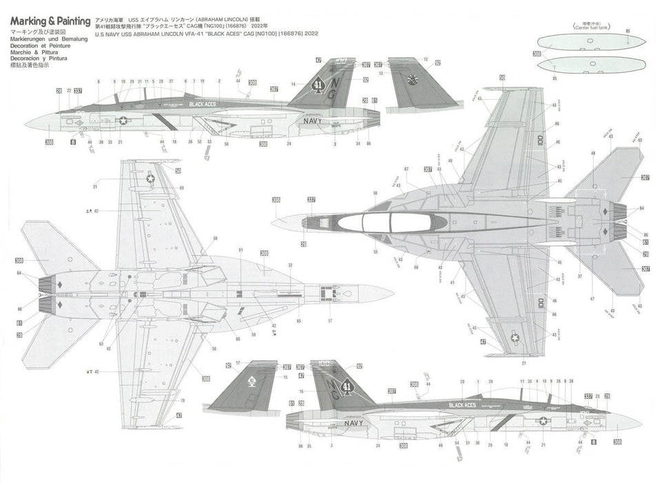 1/72 F/A-18F Sup Hornet-VFA-41 Black Aces CAG 2022 & Cloth Patch HASEGAWA 02429