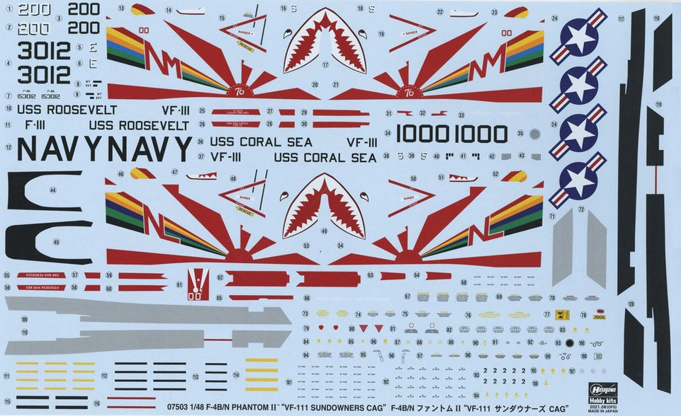 1/48 F-4B/N VF111 SUNDOWNER CAG W/ONE PIECE CANOPY by HASEGAWA 07503