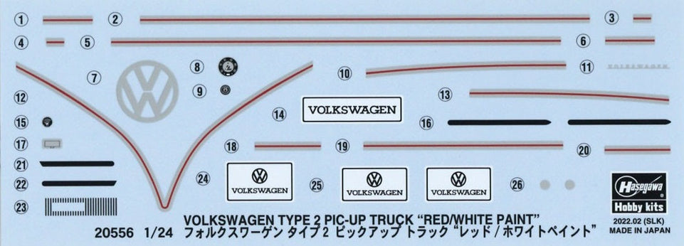 1/24 Volkswagen Type 2 PIC-UP Truck “Red/White Paint” scheme by HASEGAWA