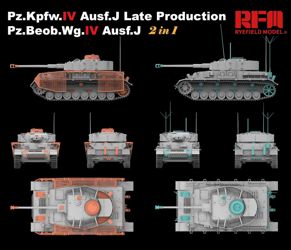 1/35 PZ.KPFW.IV AUSF.J LATE PRODUCTION /PZ.BEOB.WG.IV AUSF.J 2 IN 1 W/WORKABLE TRACK LINKS