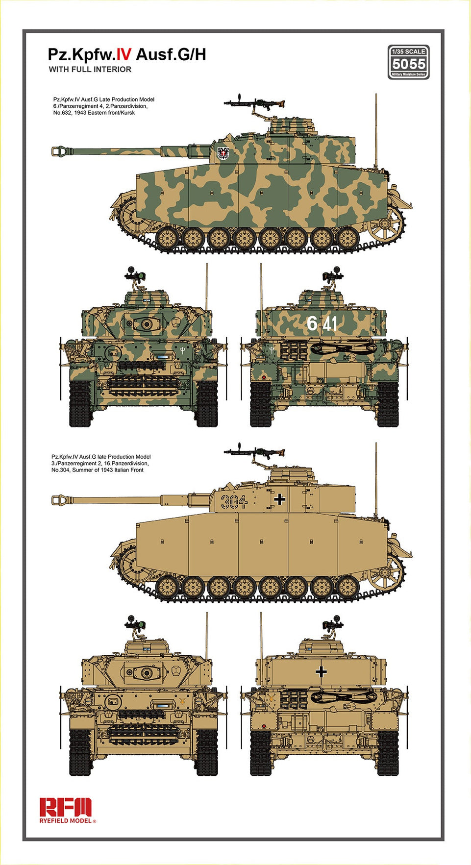 1/35 Pz.kpfw.IV Ausf.G/H 2in1  with full interior and individual track links by RyeField Models