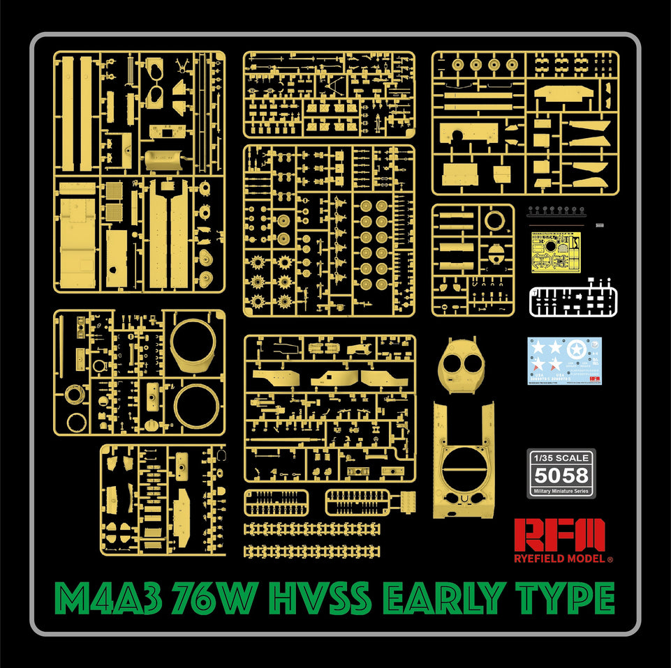 1/35 M4A3 76W HVSS SHERMAN EARLY TYPE - RYEFIELD MODEL 5058