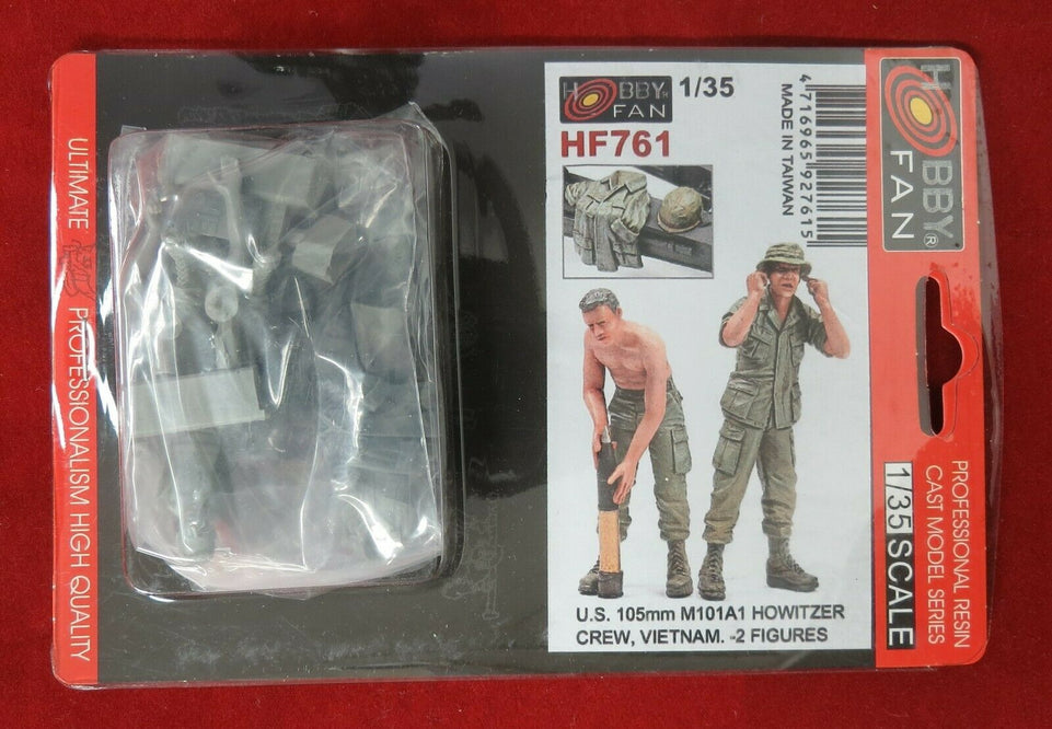 1/35 U.S. M101A1 GUN CREW 2 FIGS w/ JACKET & HELMET BY HOBBY FAN HF761