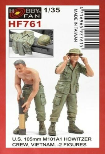 1/35 U.S. M101A1 GUN CREW 2 FIGS w/ JACKET & HELMET BY HOBBY FAN HF761