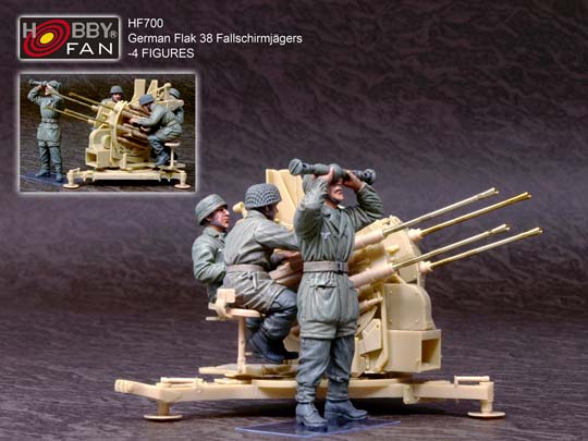 1/35 GERMAN FALLSCHIRMJAGERS OPERATING FLAK 38 (4 FIGURES)