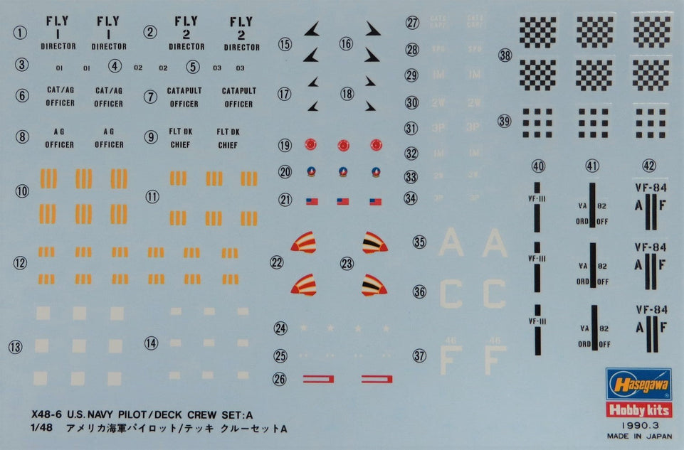 1/48 U.S. NAVY PILOT AND CREW SET A HASEGAWA 36006 (X48-6)