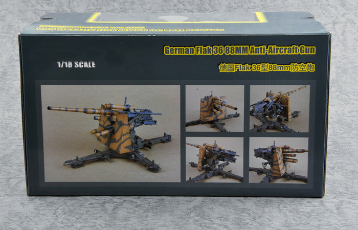 1/18 GERMAN PAK 36 88 ANTI-AIRCRAFT GUN "BUILT & PAINTED" BY JS INTERNATIONAL