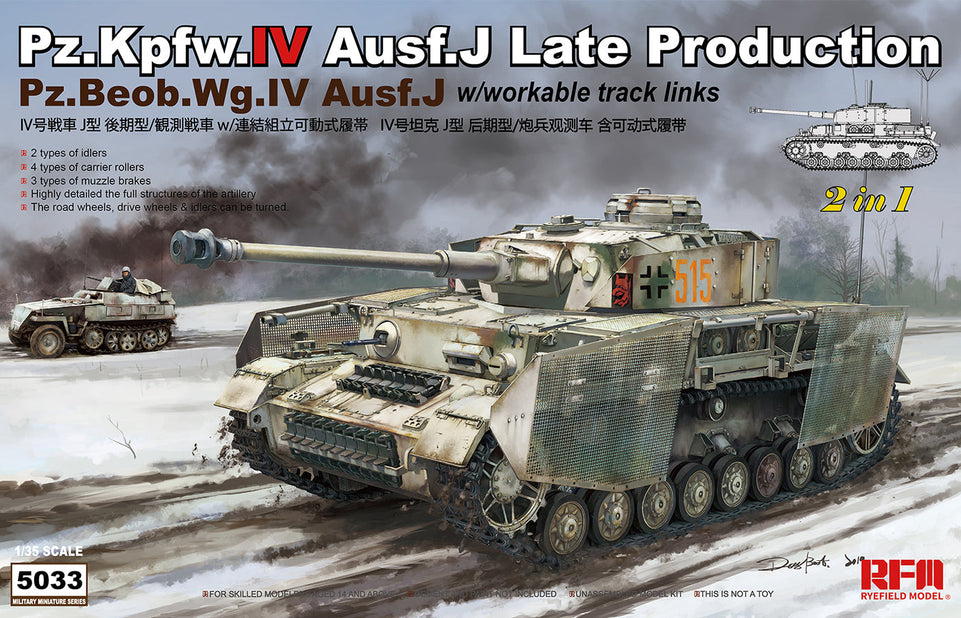 1/35 PZ.KPFW.IV AUSF.J LATE PRODUCTION /PZ.BEOB.WG.IV AUSF.J 2 IN 1 W/WORKABLE TRACK LINKS