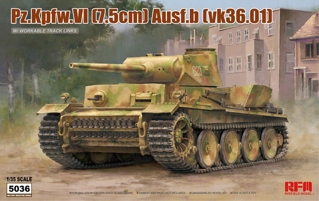 1/35 PZ.KPFW.VI AUSF.B(VK36.01) W/ WORKABLE TRACK LINKS RYEFIELD MODEL 5036