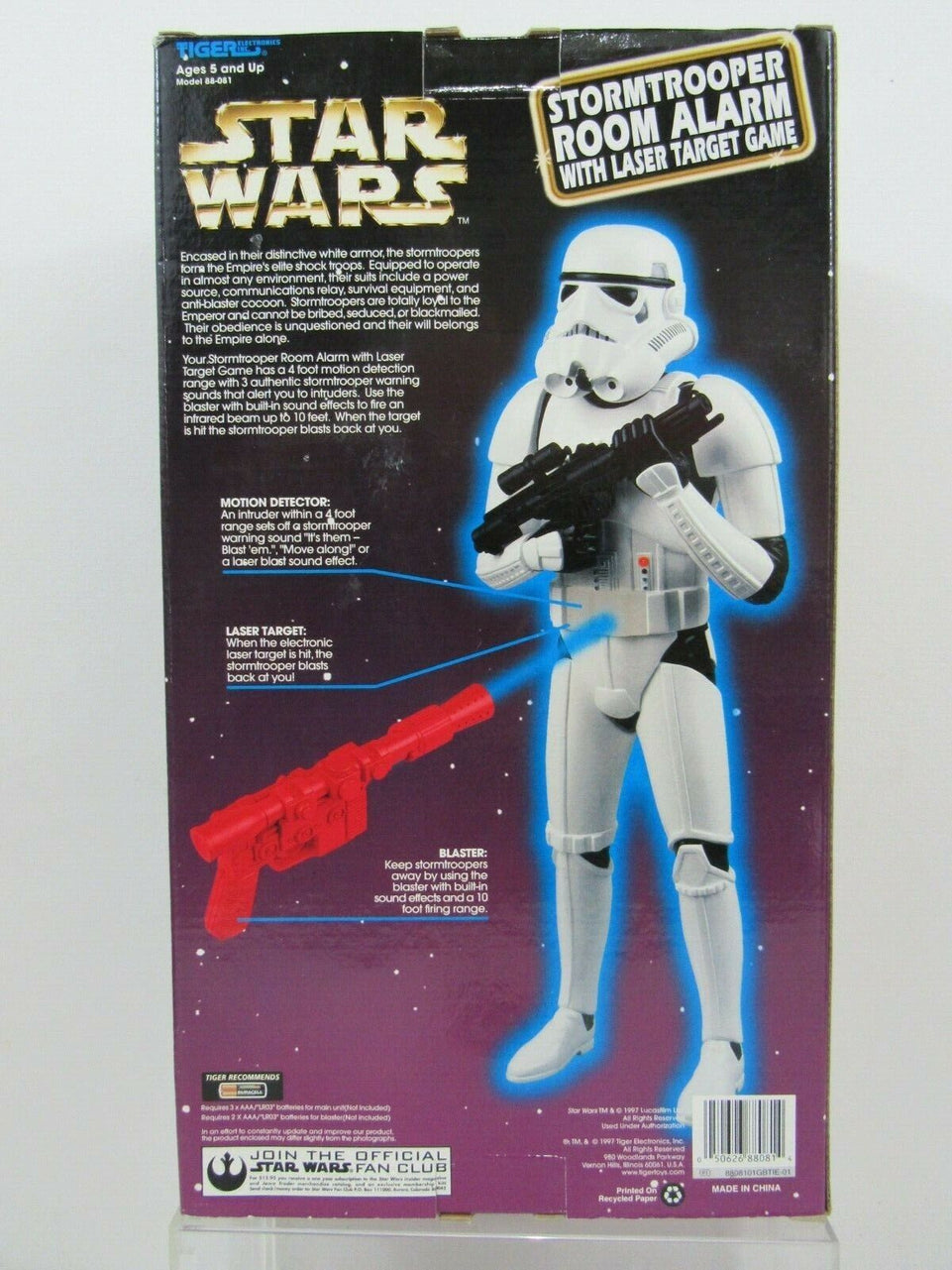 13" STAR WARS STORMTROOPER ROOM ALARM W/Laser Target Game Action figure 1997